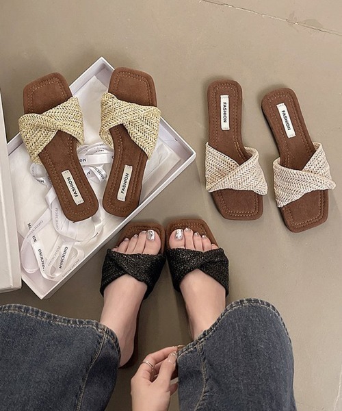 Miniministore(ミニミニストア)の「ラフィア調 フラットサンダル レディース(サンダル・レディース・アイボリー/ブラック/ベージュ・23.0cm/22.5cm/24.5cm/24.0cm/23.5cm)」の15枚目の写真