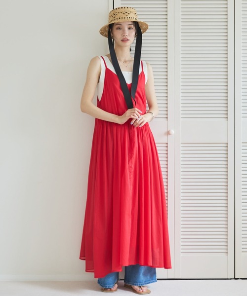 Doux archives（ドゥアルシーヴ）の「【ZOZO限定】綿ローンキャミワンピース（ワンピース・レディース・グリーン/レッド/ブラック・FREE）」の5枚目の写真