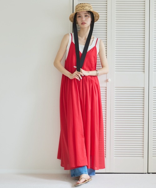 Doux archives（ドゥアルシーヴ）の「【ZOZO限定】綿ローンキャミワンピース（ワンピース・レディース・グリーン/レッド/ブラック・FREE）」の7枚目の写真