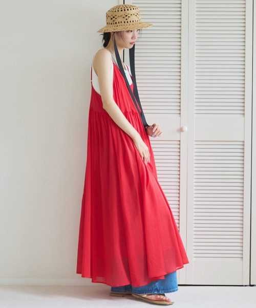 Doux archives（ドゥアルシーヴ）の「【ZOZO限定】綿ローンキャミワンピース（ワンピース・レディース・グリーン/レッド/ブラック・FREE）」の9枚目の写真