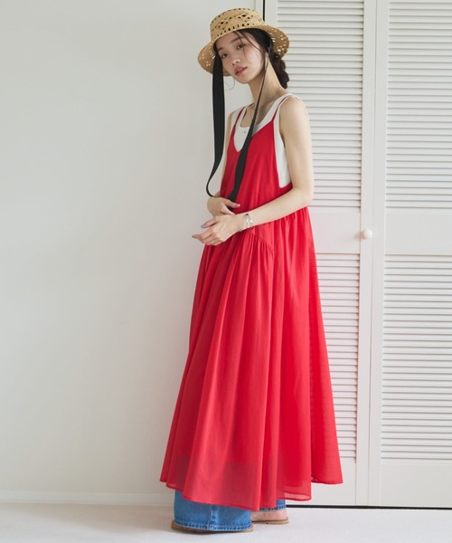 Doux archives（ドゥアルシーヴ）の「【ZOZO限定】綿ローンキャミワンピース（ワンピース・レディース・グリーン/レッド/ブラック・FREE）」の12枚目の写真