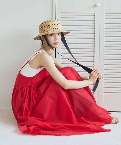 Doux archives（ドゥアルシーヴ）の「【ZOZO限定】綿ローンキャミワンピース（ワンピース・レディース・グリーン/レッド/ブラック・FREE）」の4枚目の写真