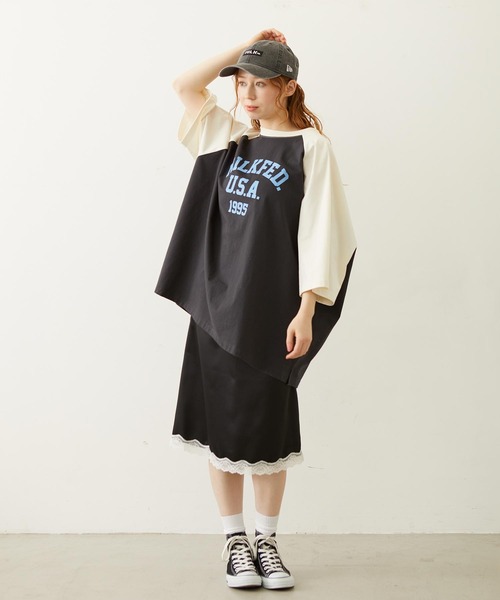 MILKFED.（ミルクフェド）の「COLLEGE LOGO BIG S/S TOP（Tシャツ/カットソー・レディース・オートミール/チャコール/オフホワイト・ONE SIZE）」の8枚目の写真