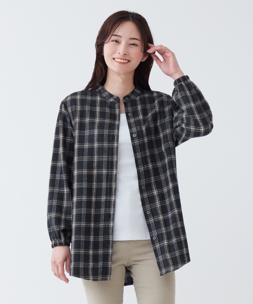 BACKYARD FAMILY（バックヤードファミリー）の「あったか裏フリースロングシャツ（シャツ/ブラウス・レディース・ネイビー/ワイン・LL/L/M）」の9枚目の写真