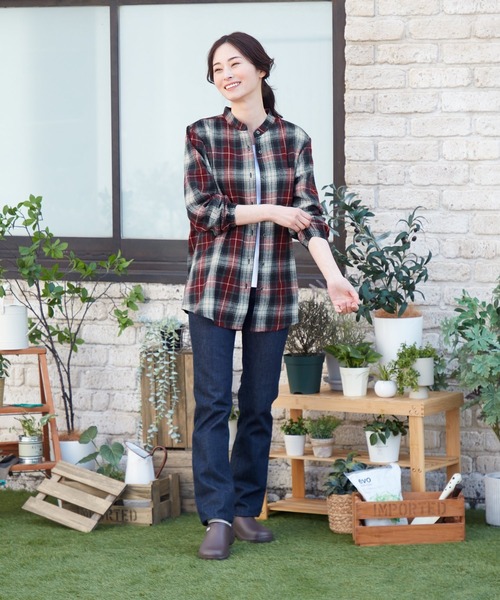 BACKYARD FAMILY（バックヤードファミリー）の「あったか裏フリースロングシャツ（シャツ/ブラウス・レディース・ネイビー/ワイン・LL/L/M）」の10枚目の写真