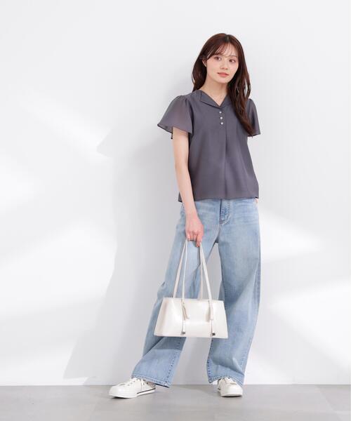 PROPORTION BODY DRESSING(プロポーションボディドレッシング)の「フレアスリーブ開襟ブラウス / 1216110402(シャツ/ブラウス・レディース・ホワイト系その他/ダークグレー/ブルー・SMALL/MEDIUM)」の11枚目の写真