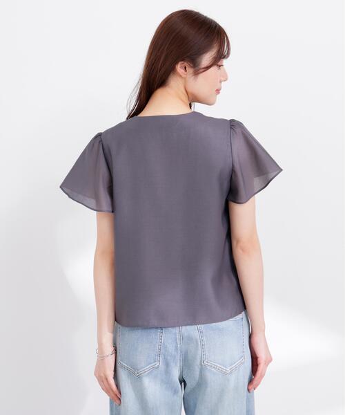 PROPORTION BODY DRESSING(プロポーションボディドレッシング)の「フレアスリーブ開襟ブラウス / 1216110402(シャツ/ブラウス・レディース・ホワイト系その他/ダークグレー/ブルー・SMALL/MEDIUM)」の4枚目の写真