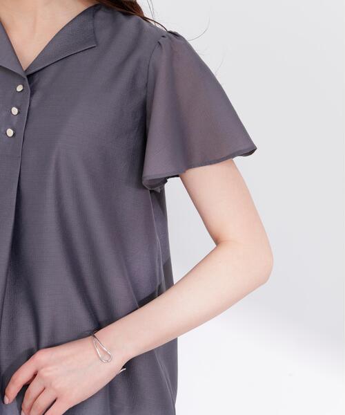 PROPORTION BODY DRESSING(プロポーションボディドレッシング)の「フレアスリーブ開襟ブラウス / 1216110402(シャツ/ブラウス・レディース・ホワイト系その他/ダークグレー/ブルー・SMALL/MEDIUM)」の7枚目の写真