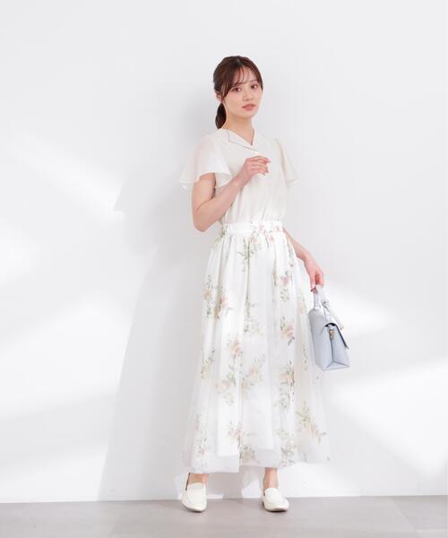 PROPORTION BODY DRESSING(プロポーションボディドレッシング)の「フレアスリーブ開襟ブラウス / 1216110402(シャツ/ブラウス・レディース・ホワイト系その他/ダークグレー/ブルー・SMALL/MEDIUM)」の15枚目の写真