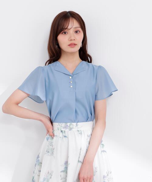 PROPORTION BODY DRESSING(プロポーションボディドレッシング)の「フレアスリーブ開襟ブラウス / 1216110402(シャツ/ブラウス・レディース・ホワイト系その他/ダークグレー/ブルー・SMALL/MEDIUM)」の18枚目の写真