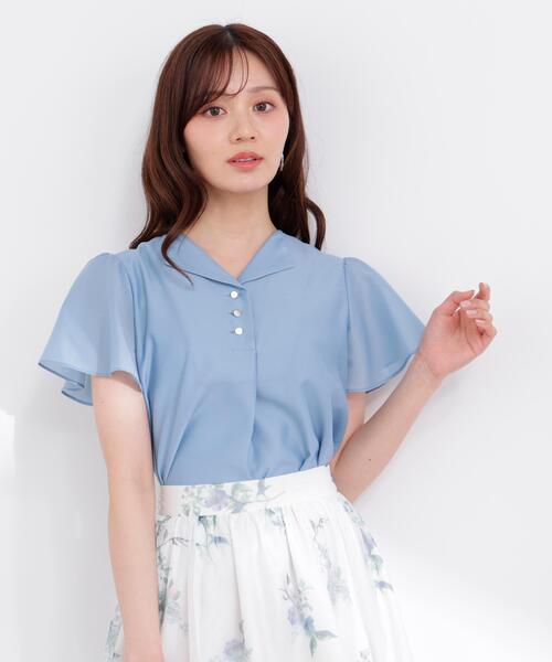 PROPORTION BODY DRESSING(プロポーションボディドレッシング)の「フレアスリーブ開襟ブラウス / 1216110402(シャツ/ブラウス・レディース・ホワイト系その他/ダークグレー/ブルー・SMALL/MEDIUM)」の21枚目の写真