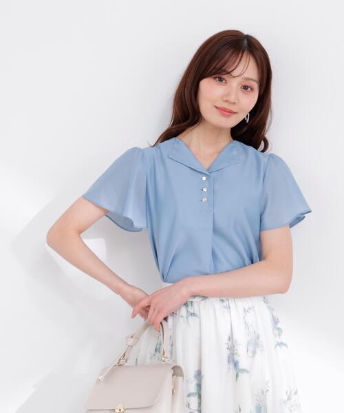 PROPORTION BODY DRESSING(プロポーションボディドレッシング)の「フレアスリーブ開襟ブラウス / 1216110402(シャツ/ブラウス・レディース・ホワイト系その他/ダークグレー/ブルー・SMALL/MEDIUM)」の22枚目の写真