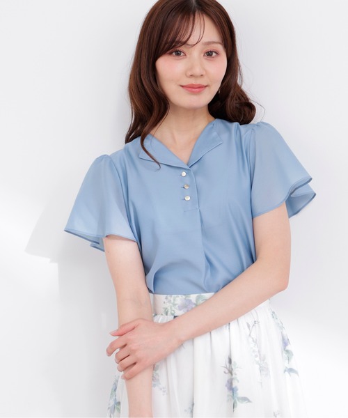 PROPORTION BODY DRESSING（プロポーションボディドレッシング）の「フレアスリーブ開襟ブラウス / 1216110402（シャツ/ブラウス・レディース・ホワイト系その他/ダークグレー/ブルー・SMALL/MEDIUM）」の3枚目の写真