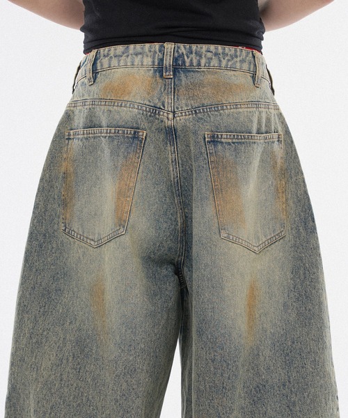 WISH FOR EVER（ウィッシュフォーエバー）の「【 3color / 3size 】ASSORT WIDE CURVE DAMEGE DENIM（その他パンツ・メンズ・ライトブルー/ブラック/インディゴブルー・SMALL/MEDIUM/LARGE）」の7枚目の写真