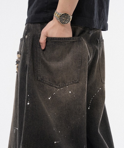 WISH FOR EVER（ウィッシュフォーエバー）の「【 3color / 3size 】ASSORT WIDE CURVE DAMEGE DENIM（その他パンツ・メンズ・ライトブルー/ブラック/インディゴブルー・SMALL/MEDIUM/LARGE）」の15枚目の写真