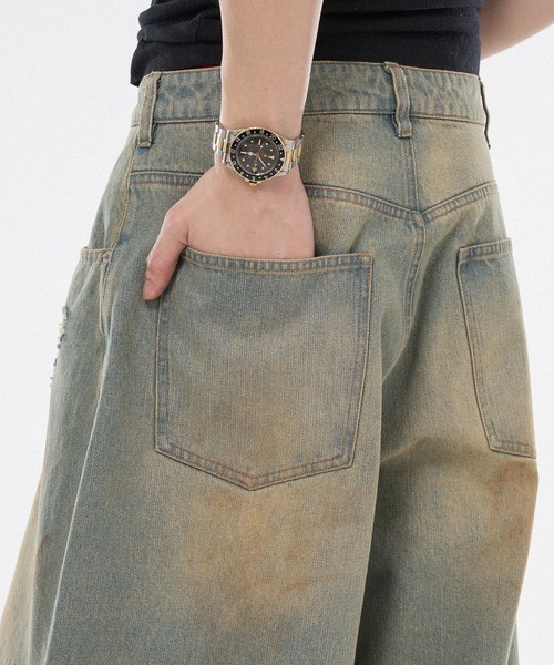 WISH FOR EVER（ウィッシュフォーエバー）の「【 3color / 3size 】ASSORT WIDE CURVE DAMEGE DENIM（その他パンツ・メンズ・ライトブルー/ブラック/インディゴブルー・SMALL/MEDIUM/LARGE）」の22枚目の写真