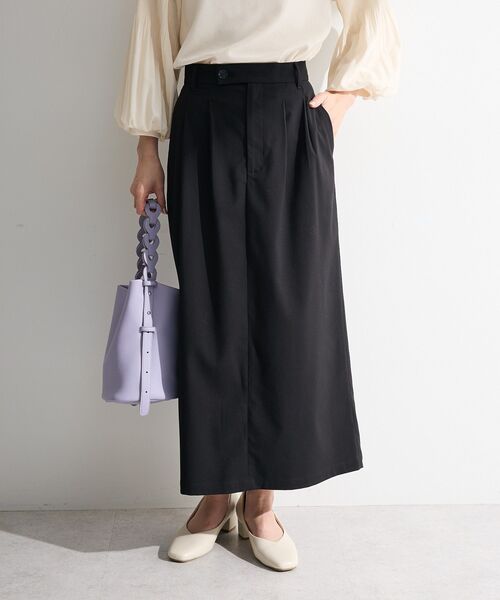 Green　Parks（グリーンパークス）の「イージーケアタック入りスカート（スカート・レディース・グレー/ベージュ/ブラック・L/M）」の4枚目の写真