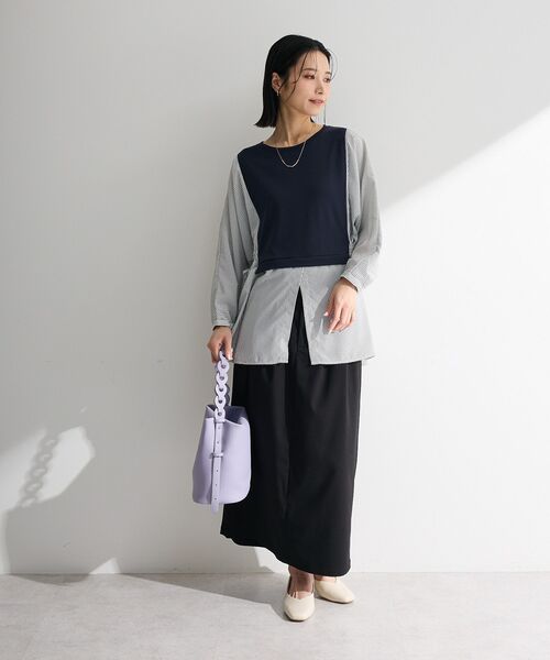 Green　Parks（グリーンパークス）の「イージーケアタック入りスカート（スカート・レディース・グレー/ベージュ/ブラック・L/M）」の5枚目の写真