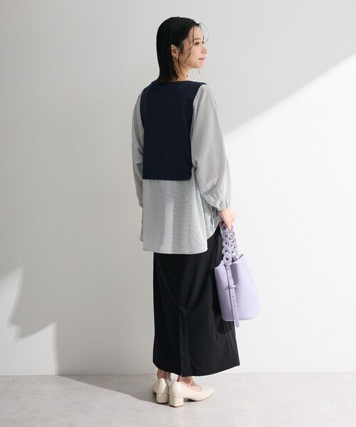 Green　Parks（グリーンパークス）の「イージーケアタック入りスカート（スカート・レディース・グレー/ベージュ/ブラック・L/M）」の7枚目の写真