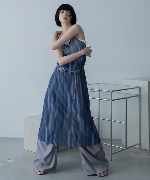 VACANCY（ヴァカンシー）の「ニュアンス柄シアーキャミワンピース（ワンピース・レディース・オレンジ/ブルー・FREE）」の2枚目の写真