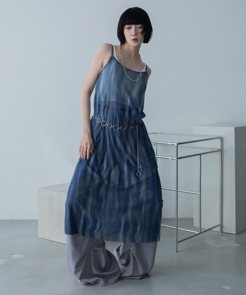 VACANCY（ヴァカンシー）の「ニュアンス柄シアーキャミワンピース（ワンピース・レディース・オレンジ/ブルー・FREE）」の3枚目の写真