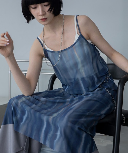 VACANCY（ヴァカンシー）の「ニュアンス柄シアーキャミワンピース（ワンピース・レディース・オレンジ/ブルー・FREE）」の7枚目の写真