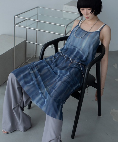 VACANCY（ヴァカンシー）の「ニュアンス柄シアーキャミワンピース（ワンピース・レディース・オレンジ/ブルー・FREE）」の6枚目の写真