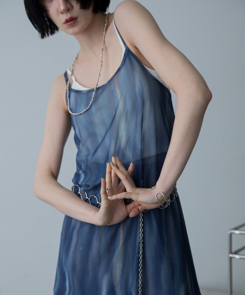 VACANCY（ヴァカンシー）の「ニュアンス柄シアーキャミワンピース（ワンピース・レディース・オレンジ/ブルー・FREE）」の10枚目の写真