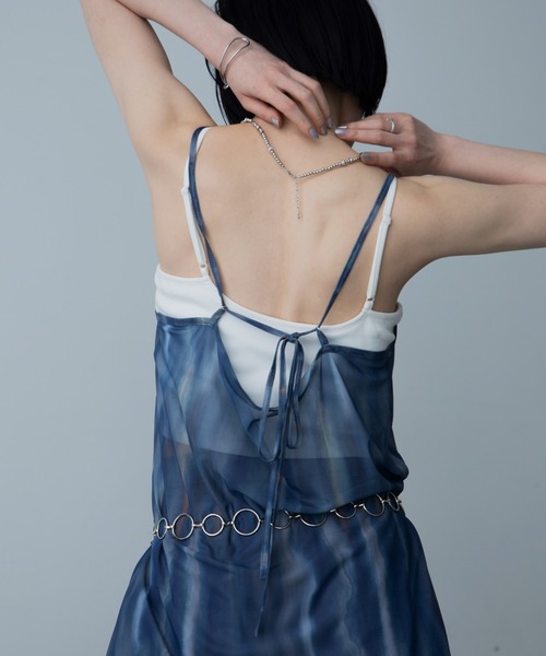 VACANCY（ヴァカンシー）の「ニュアンス柄シアーキャミワンピース（ワンピース・レディース・オレンジ/ブルー・FREE）」の8枚目の写真