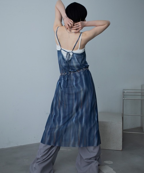 VACANCY（ヴァカンシー）の「ニュアンス柄シアーキャミワンピース（ワンピース・レディース・オレンジ/ブルー・FREE）」の5枚目の写真