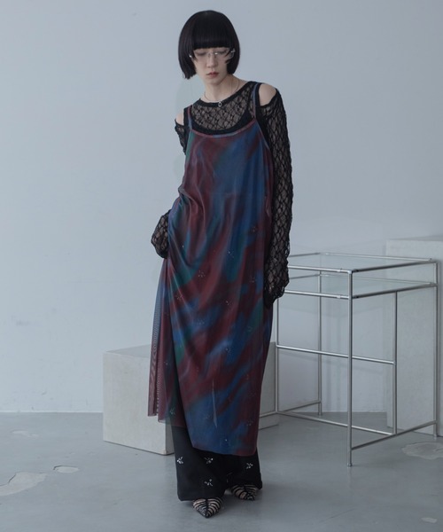 VACANCY（ヴァカンシー）の「ニュアンス柄シアーキャミワンピース（ワンピース・レディース・オレンジ/ブルー・FREE）」の15枚目の写真