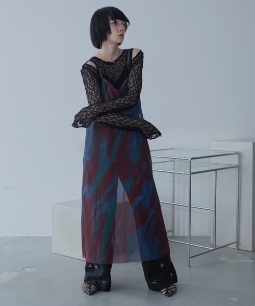 VACANCY（ヴァカンシー）の「ニュアンス柄シアーキャミワンピース（ワンピース・レディース・オレンジ/ブルー・FREE）」の16枚目の写真