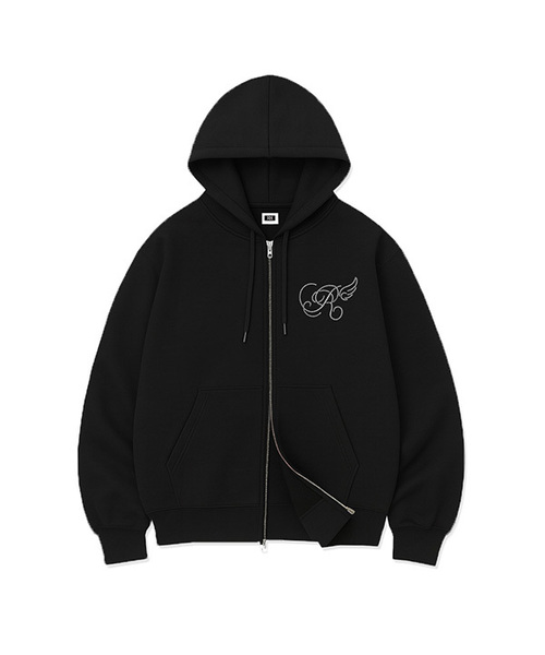 RANDOMOFF(ランダムオフ)の「R DOT WING MINI OVER FIT 2-WAY ZIP-UP (2color)(パーカー・メンズ・チャコールグレー/ブラック・LARGE/MEDIUM/X-LARGE/SMALL)」の1枚目の写真