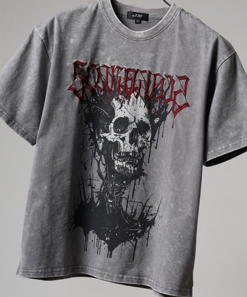 RE730(アールイーセブンサーティー)の「RE730 古着風ビンテージ半袖Tシャツ スカルプリント(Tシャツ/カットソー・メンズ・グレー/レッド/ブラック・L/M/XL)」の2枚目の写真