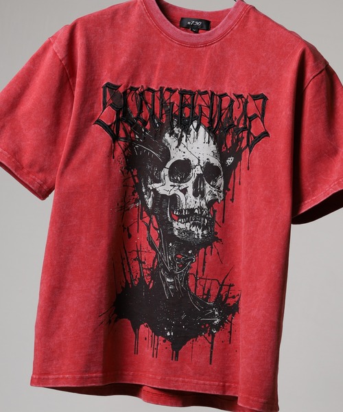RE730(アールイーセブンサーティー)の「RE730 古着風ビンテージ半袖Tシャツ スカルプリント(Tシャツ/カットソー・メンズ・グレー/レッド/ブラック・L/M/XL)」の3枚目の写真