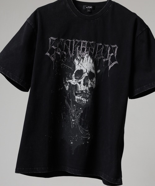 RE730(アールイーセブンサーティー)の「RE730 古着風ビンテージ半袖Tシャツ スカルプリント(Tシャツ/カットソー・メンズ・グレー/レッド/ブラック・L/M/XL)」の1枚目の写真