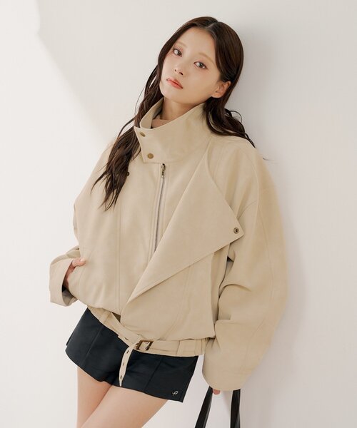 Chico（チコ）の「スタンドカラーレザールーズジャケット（その他アウター・レディース・ライトベージュ/アイボリー・FREE）」の5枚目の写真