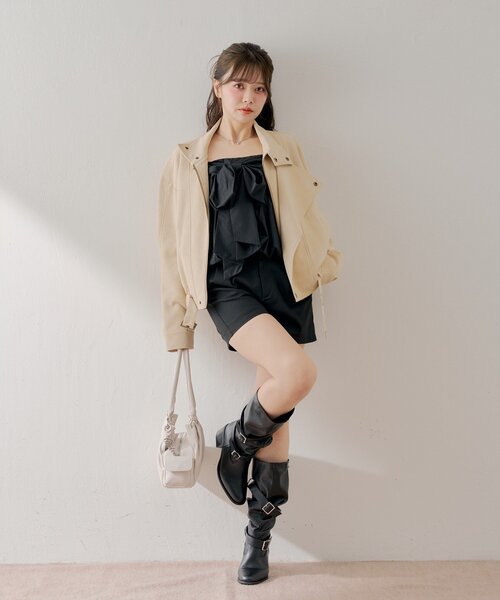 Chico（チコ）の「スタンドカラーレザールーズジャケット（その他アウター・レディース・ライトベージュ/アイボリー・FREE）」の15枚目の写真