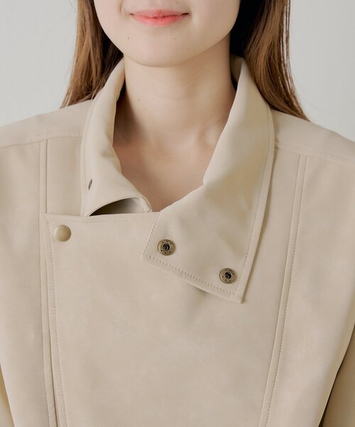 Chico（チコ）の「スタンドカラーレザールーズジャケット（その他アウター・レディース・ライトベージュ/アイボリー・FREE）」の20枚目の写真
