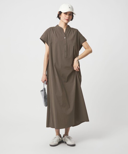 green label relaxing（グリーンレーベルリラクシング）の「［size SHORTあり］WONDER CLOTH スキッパー ワンピース（ワンピース・レディース・ダークグレー/ベージュ/コバルトブルー・SHORT/36/38）」の8枚目の写真