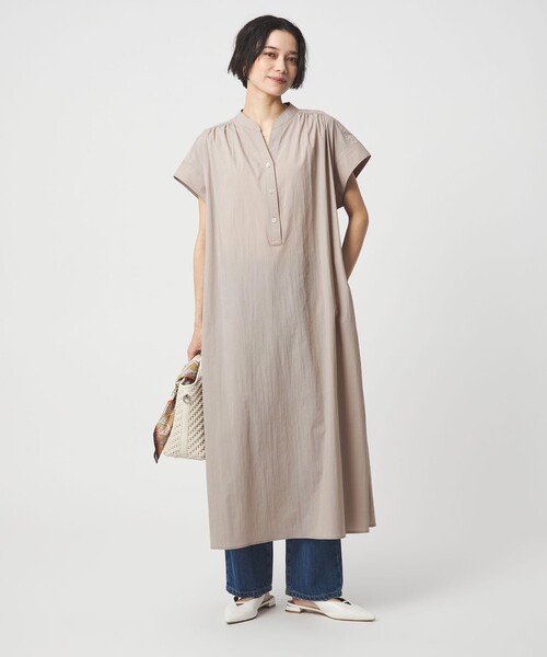 green label relaxing（グリーンレーベルリラクシング）の「［size SHORTあり］WONDER CLOTH スキッパー ワンピース（ワンピース・レディース・ダークグレー/ベージュ/コバルトブルー・SHORT/36/38）」の11枚目の写真
