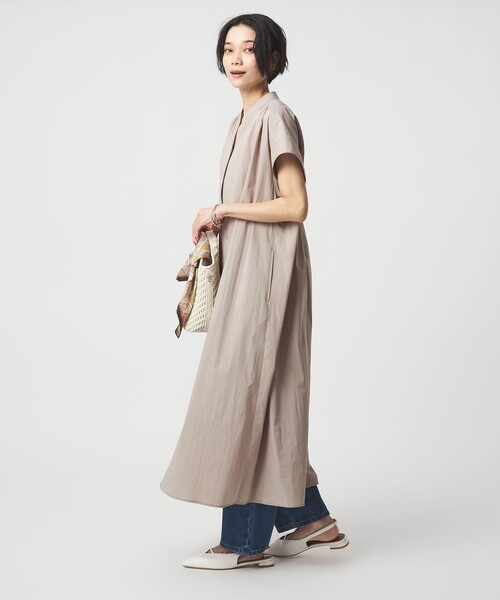 green label relaxing（グリーンレーベルリラクシング）の「［size SHORTあり］WONDER CLOTH スキッパー ワンピース（ワンピース・レディース・ダークグレー/ベージュ/コバルトブルー・SHORT/36/38）」の12枚目の写真