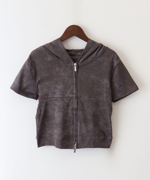 SpRay(スプレイ)の「Wジップ半袖パーカー(パーカー・レディース・ブラウン/アイボリー/ブラック/チャコールグレー・FREE)」の5枚目の写真