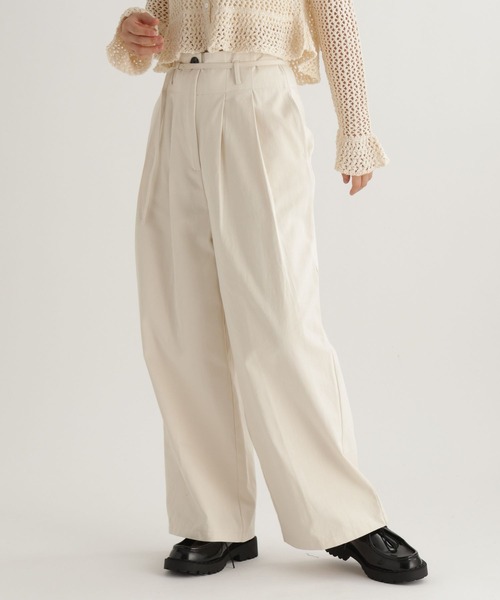 studio CLIP（スタディオクリップ）の「【daily CLIP】コットンツイルハイウエストタックパンツ（チノパンツ・レディース・ベージュ/アイボリー・FREE）」の18枚目の写真