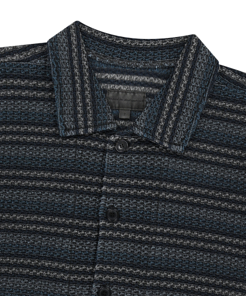 ENDOOR（エンドア）の「vintage stripe crochet 1/2 shirts (vtg blue)（シャツ/ブラウス・メンズ・その他・1/2）」の4枚目の写真
