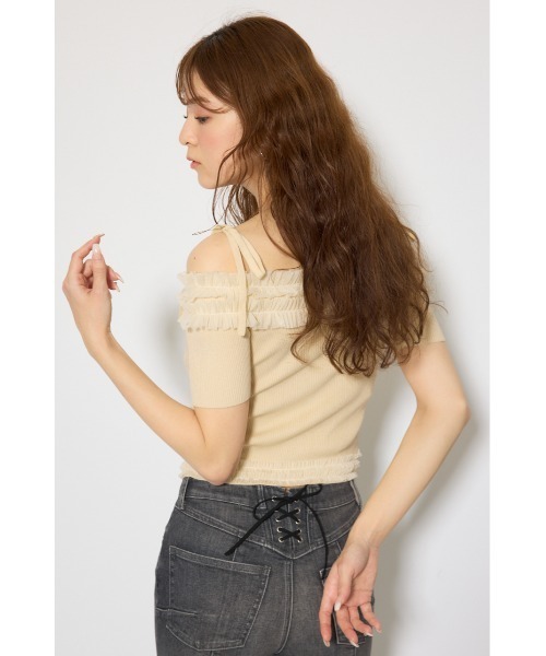 rienda(リエンダ)の「オフショルフリルニットトップス 春服 夏服(ニット/セーター・レディース・ブラック/ライトピンク/ライトイエロー・FREE)」の16枚目の写真