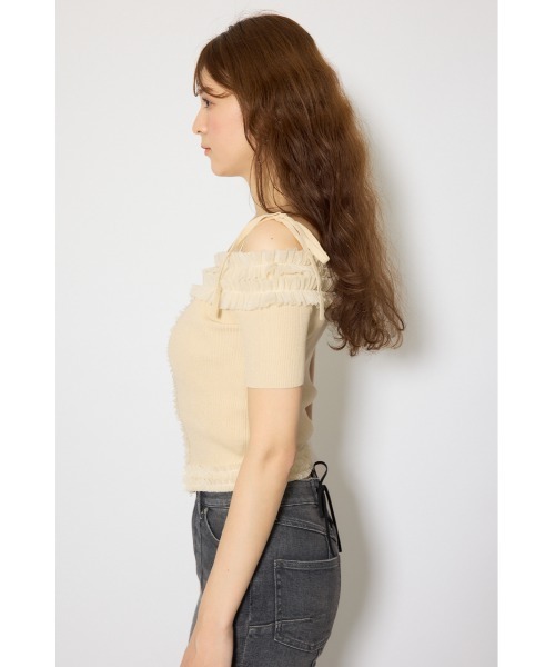 rienda(リエンダ)の「オフショルフリルニットトップス 春服 夏服(ニット/セーター・レディース・ブラック/ライトピンク/ライトイエロー・FREE)」の18枚目の写真
