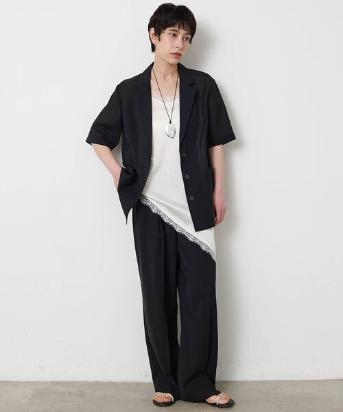 THE PAUSE(ザ ポーズ)の「【THE PAUSE】シアーハーフスリーブジャケット(テーラードジャケット・レディース・ブラック/チャコールグレー・FREE)」の3枚目の写真
