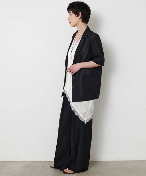 THE PAUSE(ザ ポーズ)の「【THE PAUSE】シアーハーフスリーブジャケット(テーラードジャケット・レディース・ブラック/チャコールグレー・FREE)」の6枚目の写真