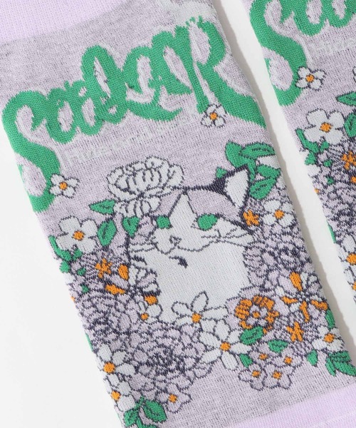 ScoLar(スカラー)の「88J18802:スカラーフロントネコ柄ソックス(ソックス/靴下・レディース・パープル/ピンク・FREE)」の7枚目の写真